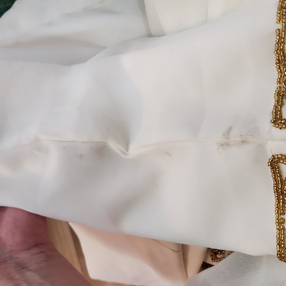 Abdulla Shehab Trading kaftan evening gown cream colored gold beads and crystals - Picture 15 of 16